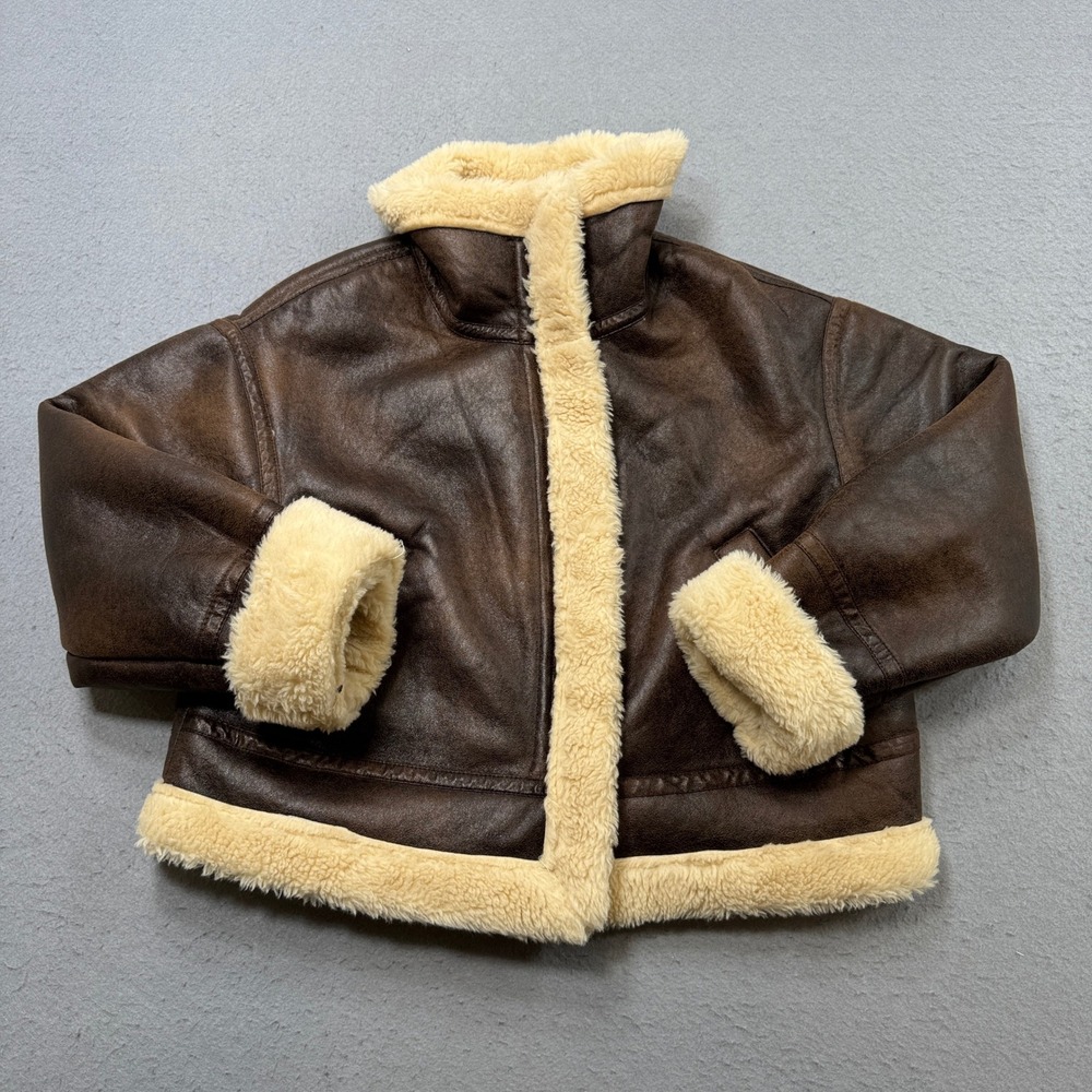 Scoop Aviator Jacket Women's Large Brown Faux Shearling B3 Sherpa Bomber Coat